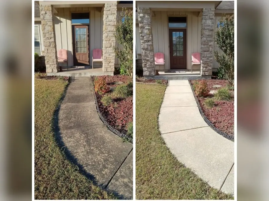 Before and after of a front walkway