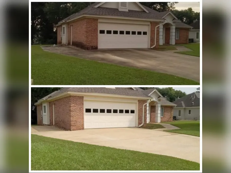 Before and after of a driveway and garage
